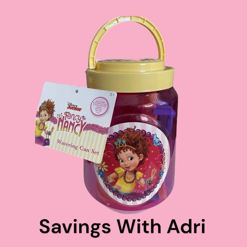 Disney Junior Fancy Nancy Watering Can, Molds, Sifter, Rake, Shovel Toy Set